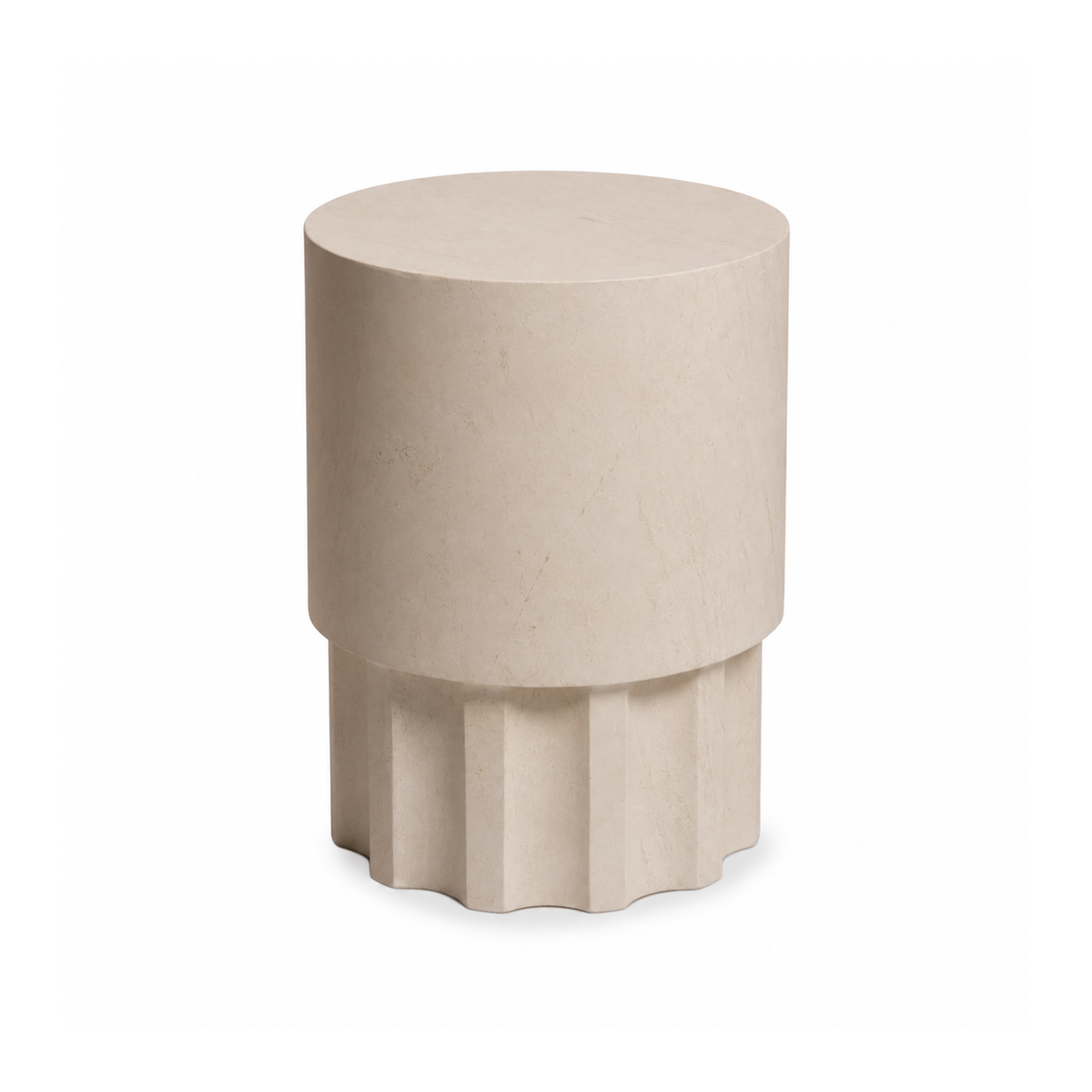 Lov Ribbed Side Table, natural marble