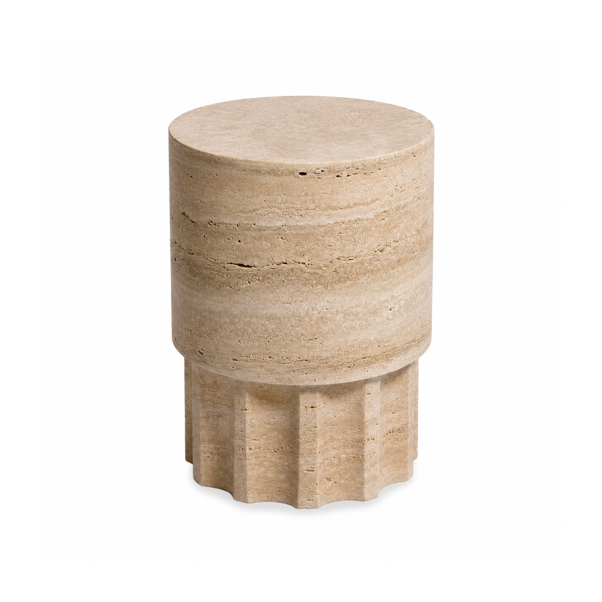 Lane Ribbed Side Table, natural travertine