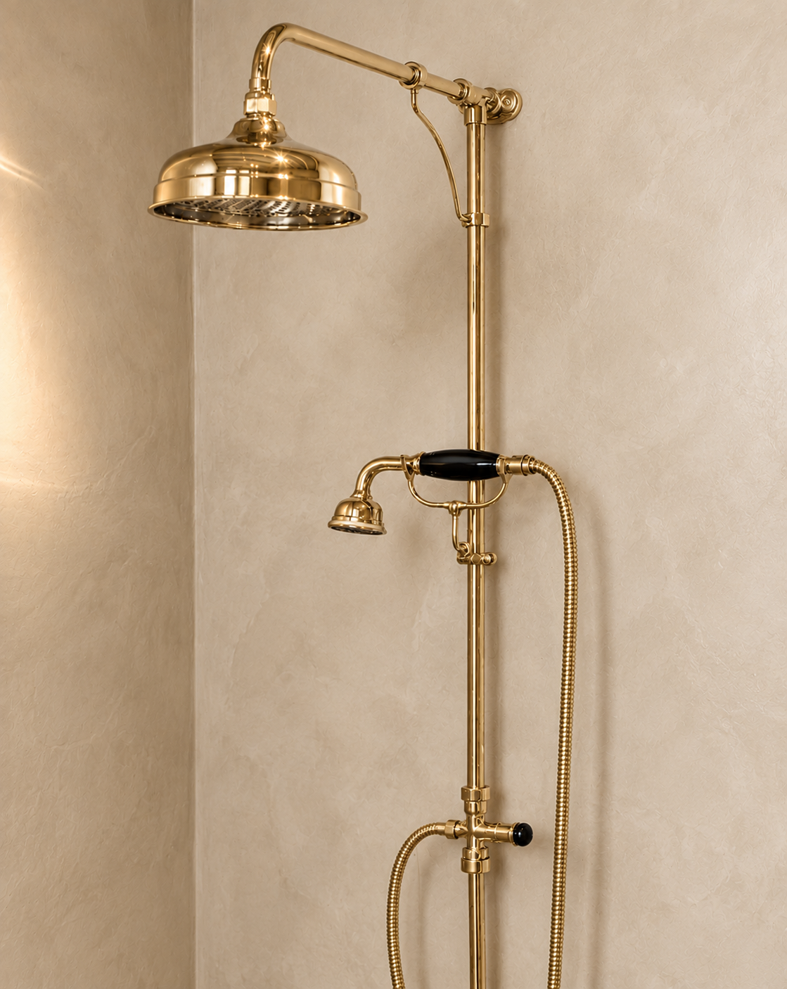 Kenny & Mason Traditional Shower Mixer With Handset, brass mixer tap – alternate view