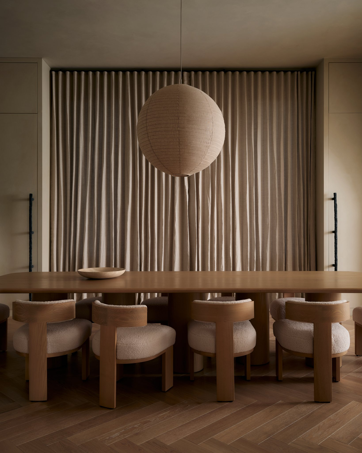 Luna Linen Shade in Taupe, dining room
