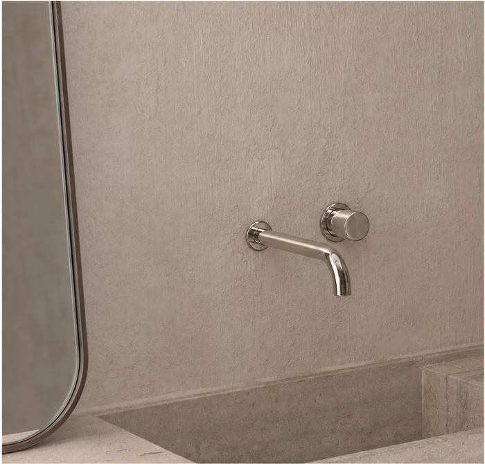 Kenny & Mason Brandwood 2 Hole Basin Mixer Wall Mounted, brass mixer tap in nickel