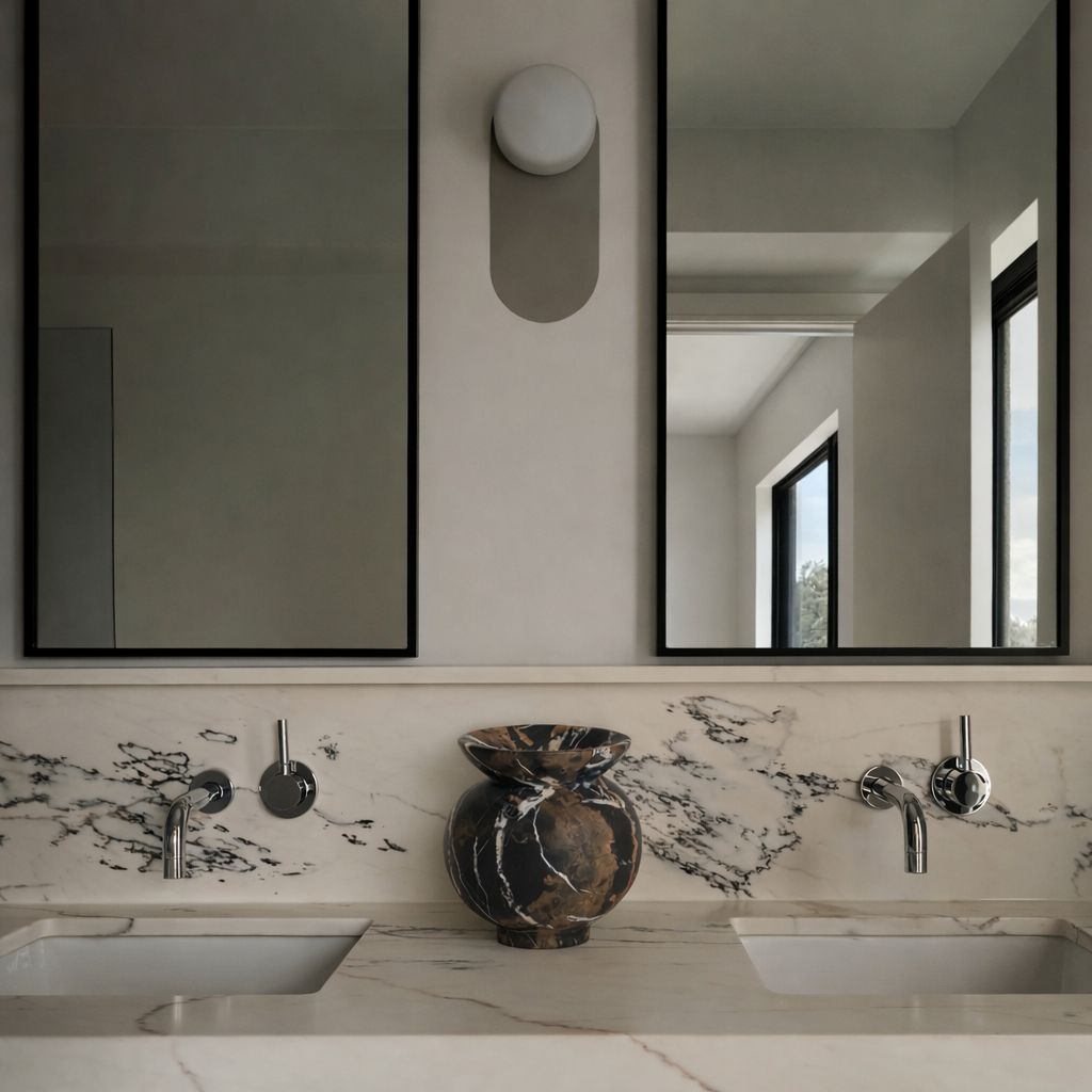 Lucas Orb Vase, natural marble – alternate view