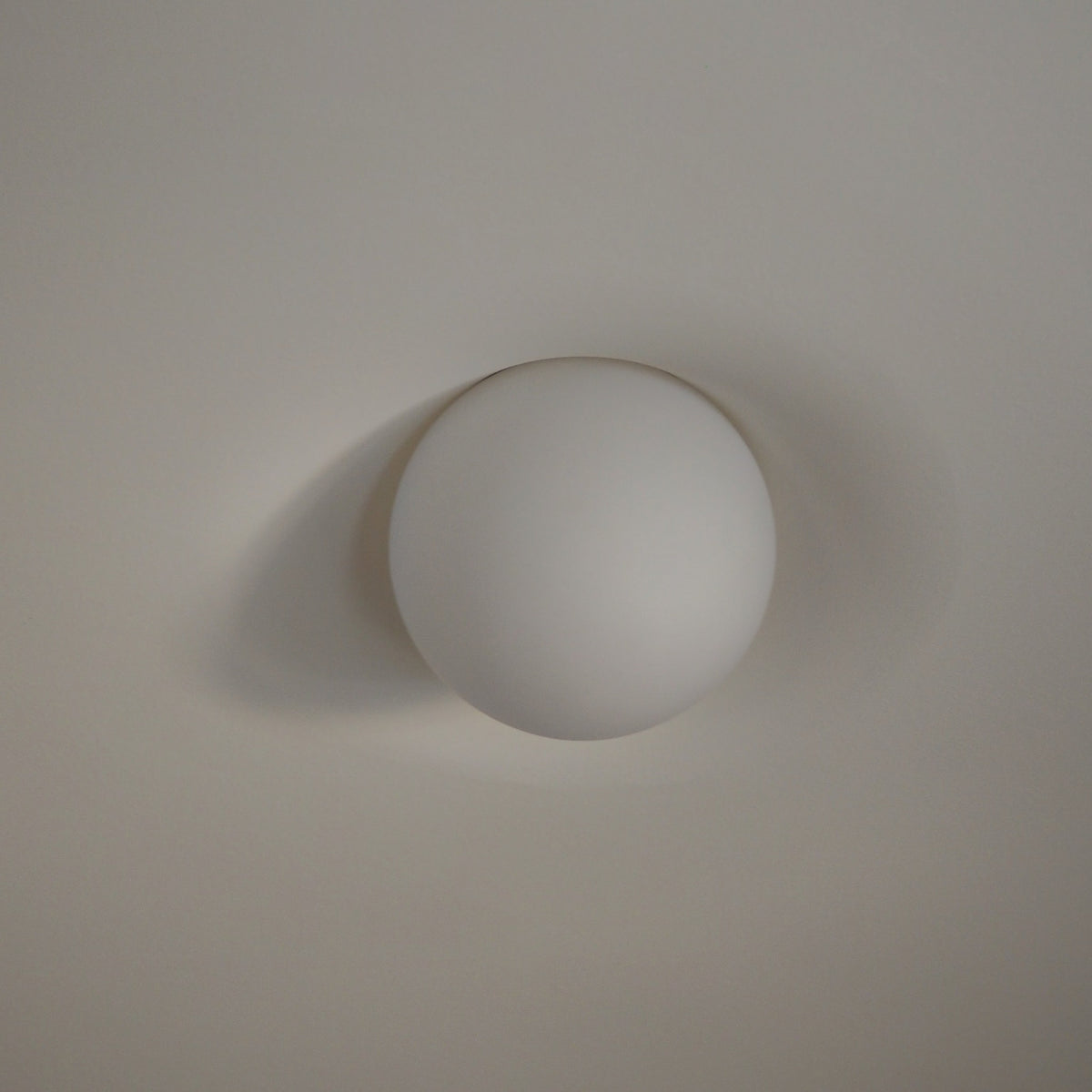 Tommy Plaster Flushmount ceiling light, matte white plaster with frosted glass globe